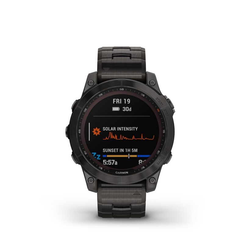 Garmin Fenix 7 - Sapphire Solar, Carbon Gary DLC Ti with Vented Ti Band